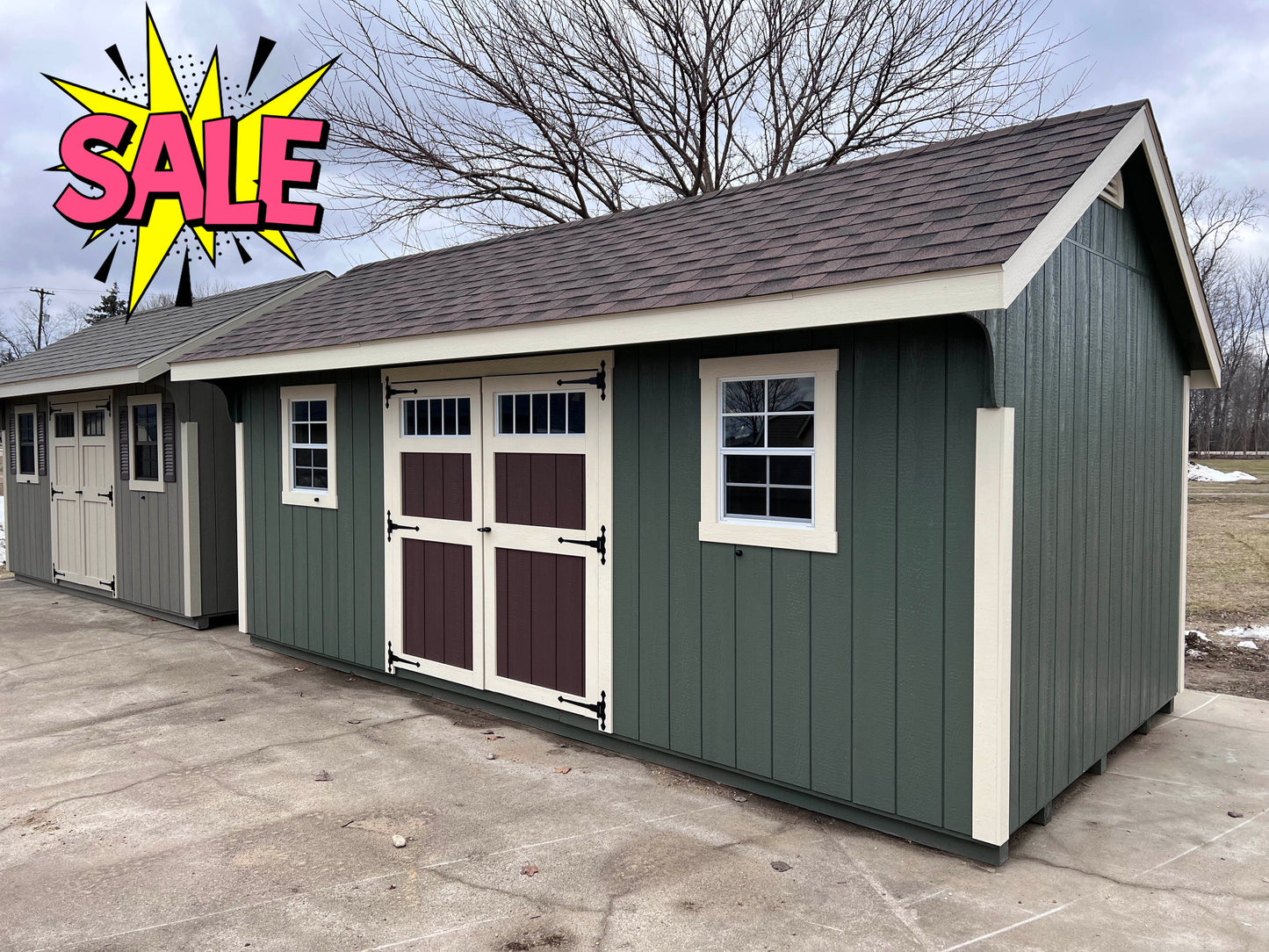 10x20 Painted Carriage House w/ Deluxe - QP519