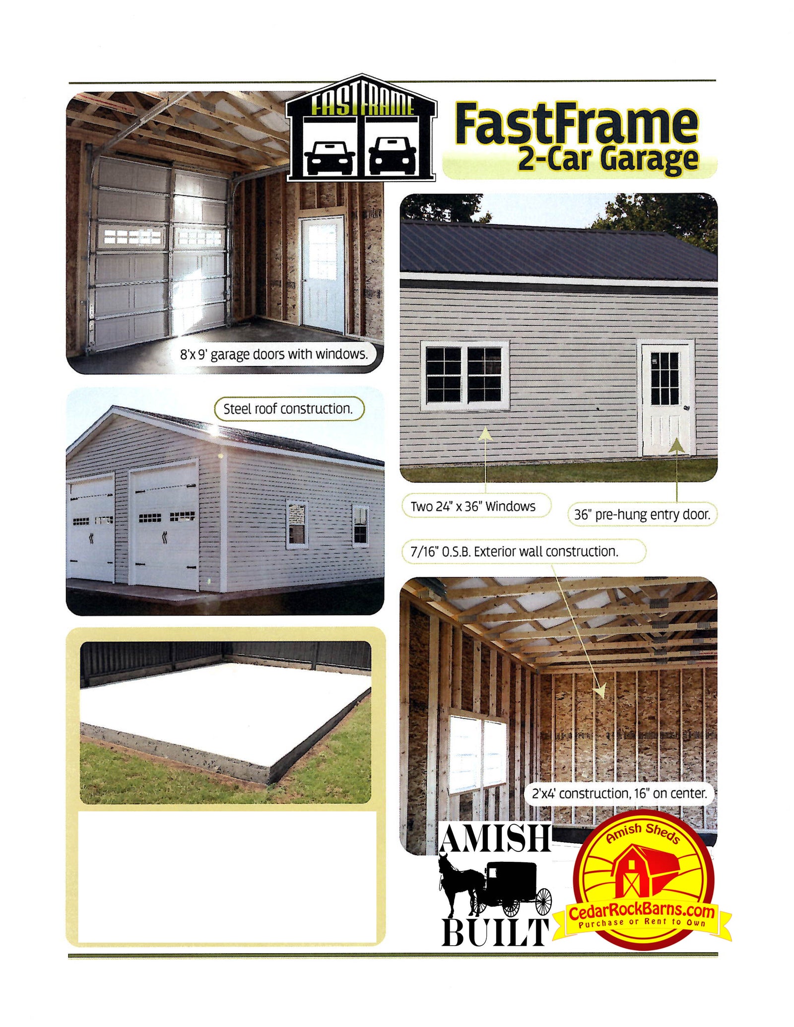 FastFrame 2-Car Garage — On-Site Built | Cedar Rock Barns Michigan