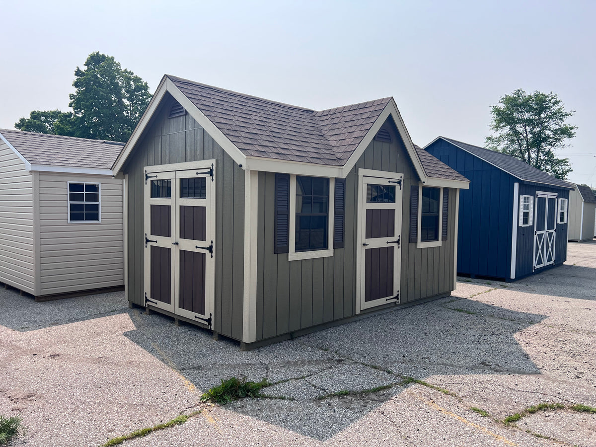 10x16 Painted Deluxe Chalet - QP1072 - Cedar Springs Lot - Cedar Rock Barns