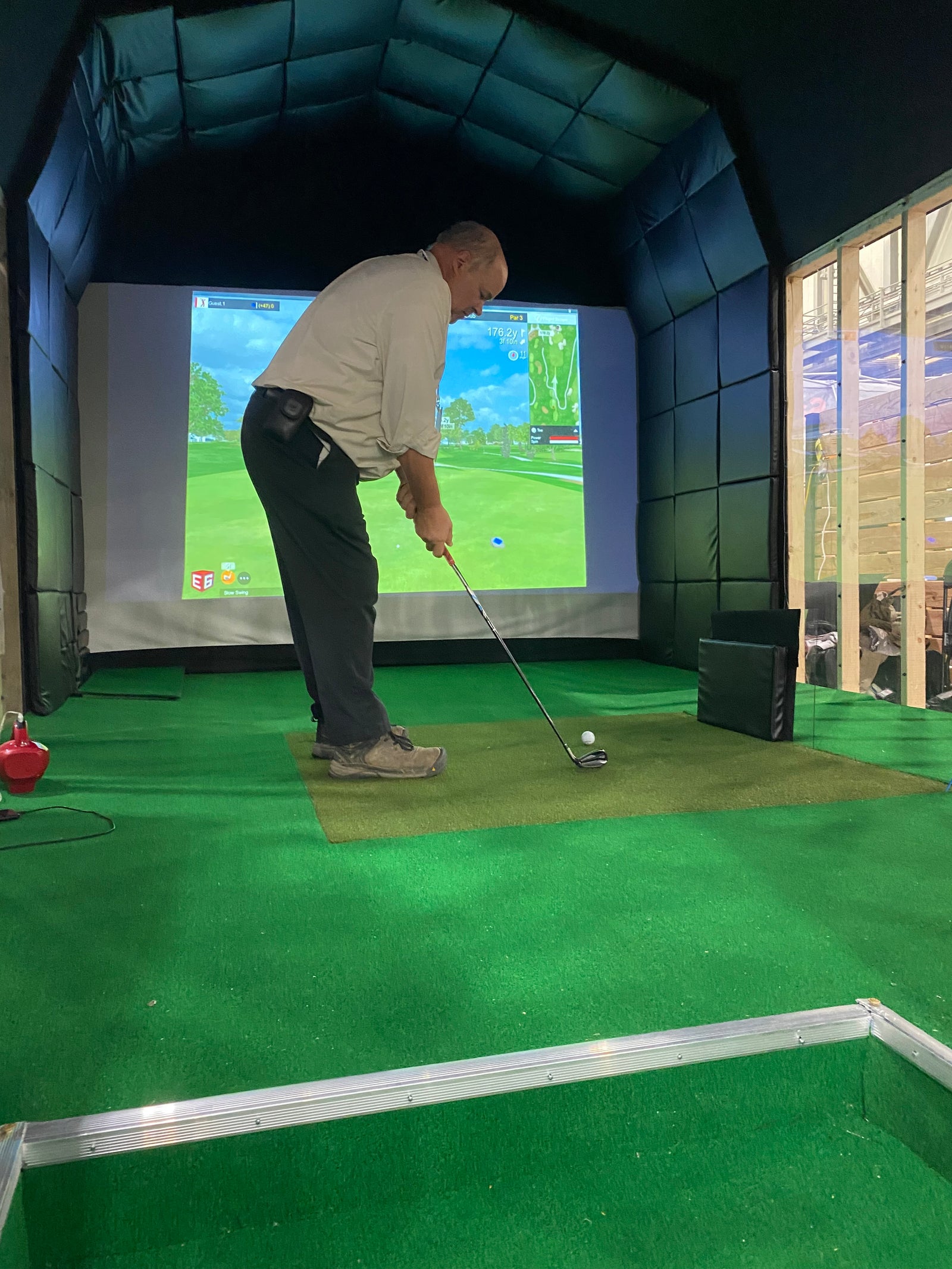 12x18 Painted Dutch Barn - Golf Simulator - Cedar Springs Lot - Cedar Rock Barns