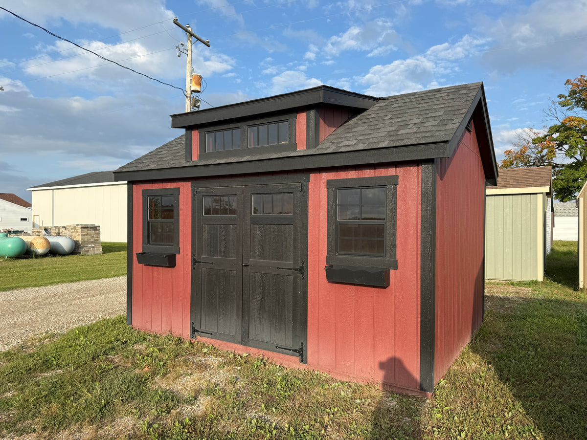 10x14 Painted Cape Cod w/ Dormer - QP1095 - Ionia Lot - Cedar Rock Barns