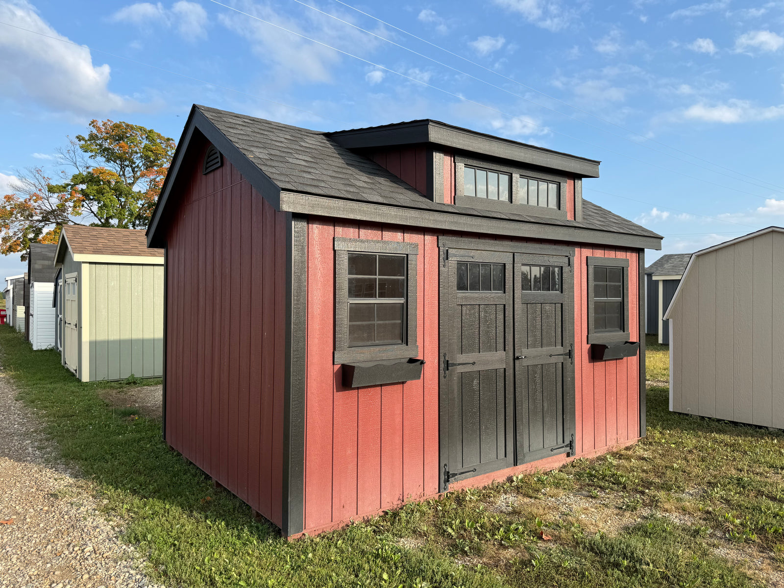10x14 Painted Cape Cod w/ Dormer - QP1095 - Ionia Lot - Cedar Rock Barns