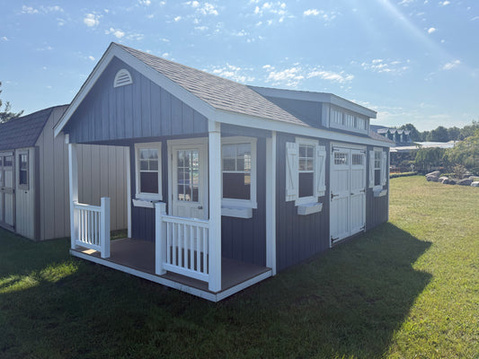 12x24 Painted Cape Cod w/ Dormer & Porch - QP1079