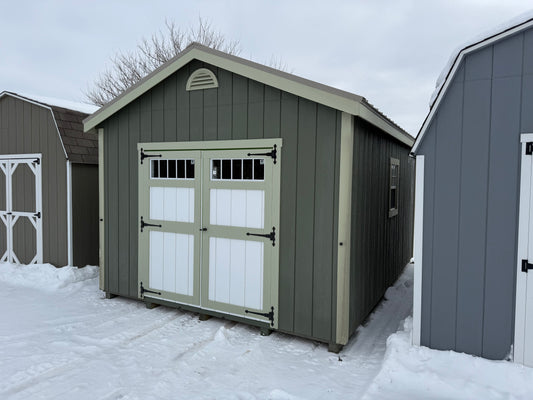 12x16 Painted Deluxe Cottage - Wayland Lot - Cedar Rock Barns