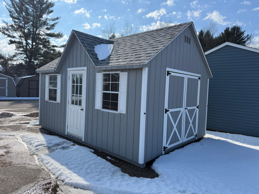 12x16 Painted Chalet - Cedar Springs Lot - Cedar Rock Barns