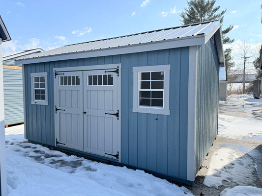 12x16 Painted Deluxe Cottage - Cedar Springs Lot - Cedar Rock Barns