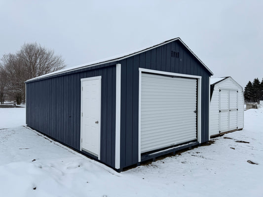 14x28 Painted Garage - Wayland Lot - Cedar Rock Barns