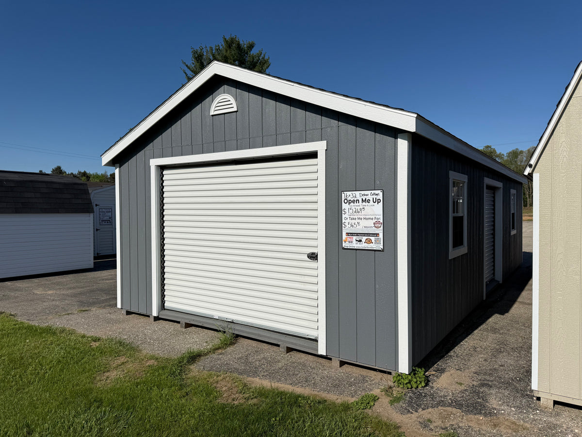 16x32 Painted Cottage w/ Deluxe - Cedar Springs Lot - Cedar Rock Barns