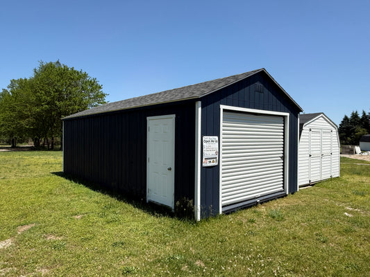14x28 Painted Garage - Wayland Lot - Cedar Rock Barns