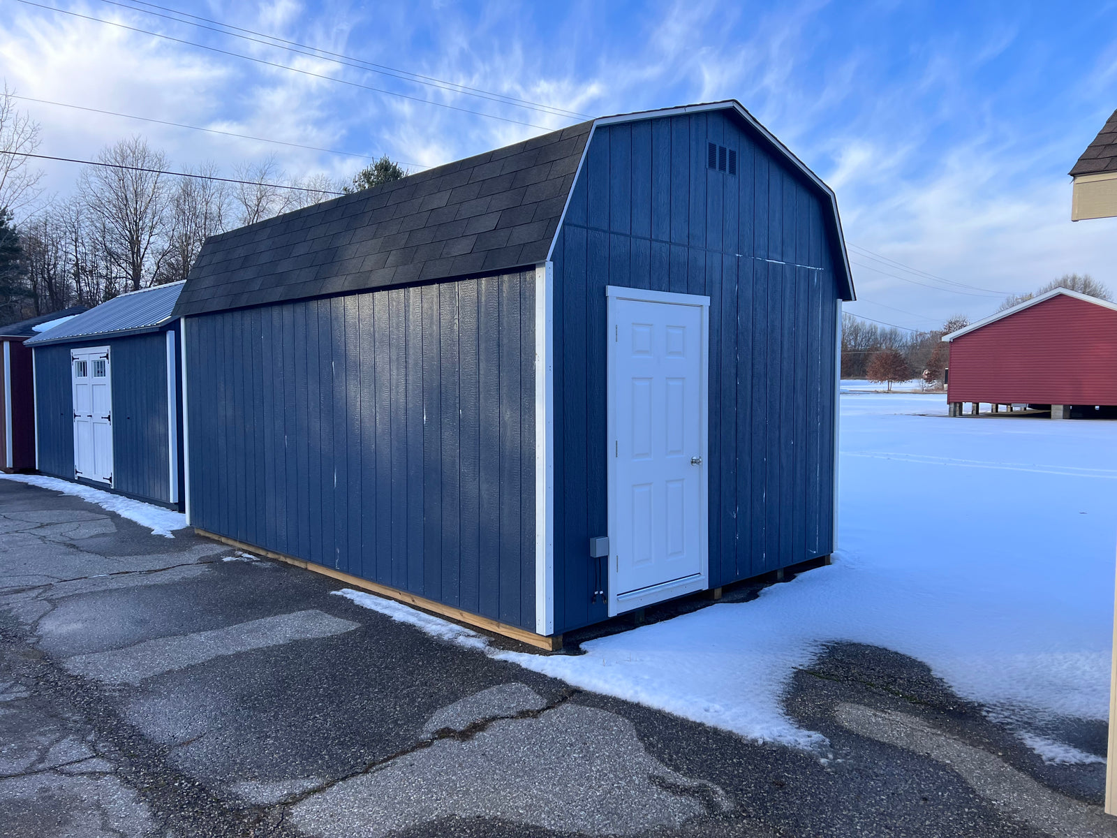 12x18 Painted Dutch Barn - Golf Simulator - Cedar Springs Lot - Cedar Rock Barns