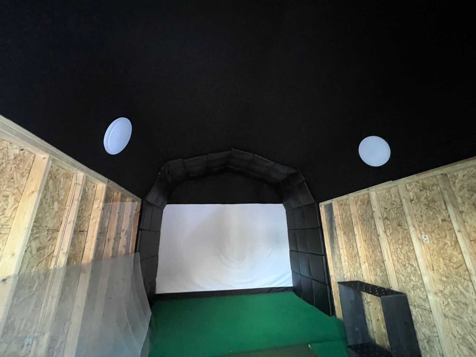 12x18 Painted Dutch Barn - Golf Simulator - Cedar Springs Lot - Cedar Rock Barns