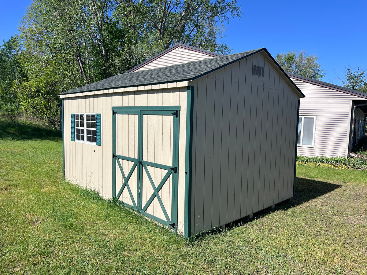 12x16 Painted Cottage - QP625 - Wayland Lot - Cedar Rock Barns