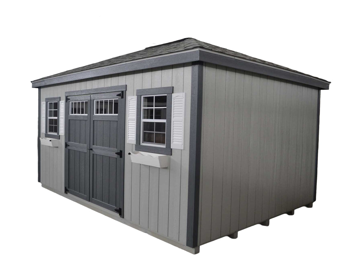 Painted Hip Barn Deluxe Shed on white background