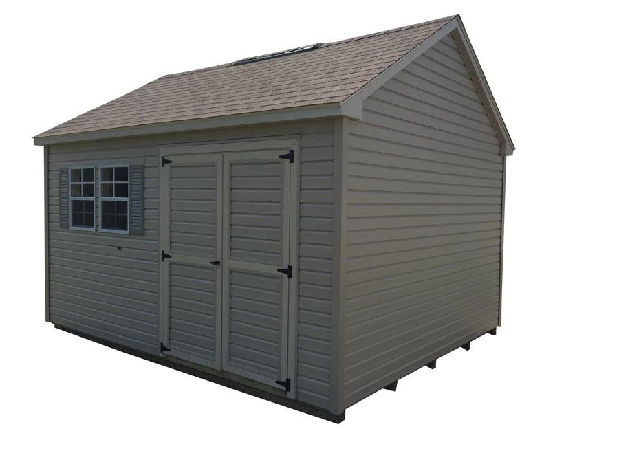 Vinyl Cape Cod shed with steep 12-12 pitch roof - Amish-built Michigan - Cedar Rock Barns
