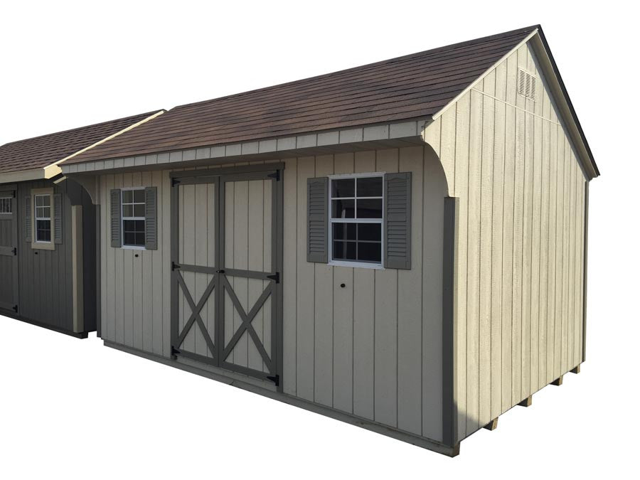 Painted Carriage House shed - Amish-built custom color storage shed Michigan - Cedar Rock Barns