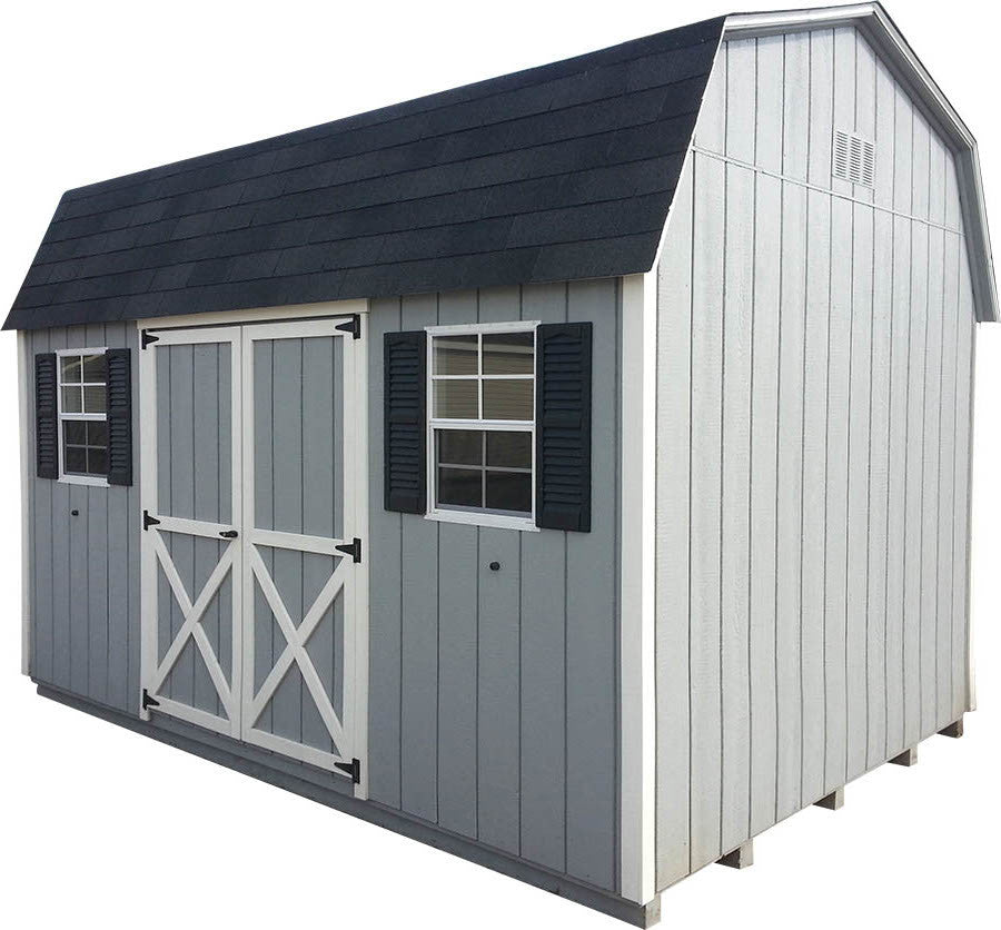 Painted Dutch Barn shed with A-frame roof - Amish-built storage shed Michigan - Cedar Rock Barns