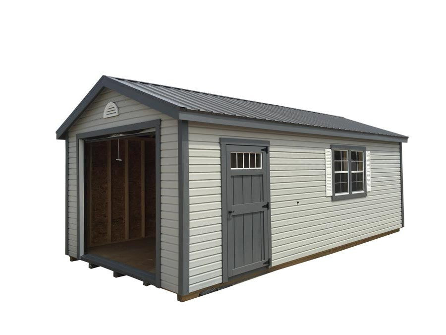 Vinyl Garage Deluxe portable building with windows - Amish-built Michigan - Cedar Rock Barns