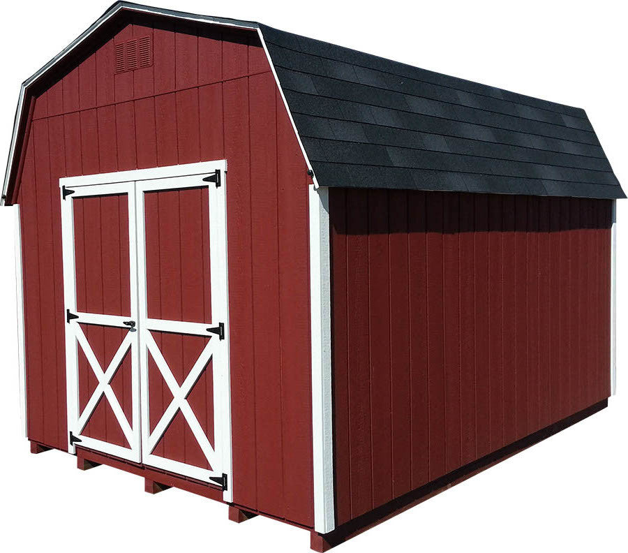 Painted High Barn shed with gambrel roof - Amish-built storage shed Michigan - Cedar Rock Barns