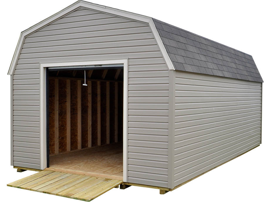 Vinyl High Barn shed with gambrel roof - Amish-built storage shed Michigan - Cedar Rock Barns