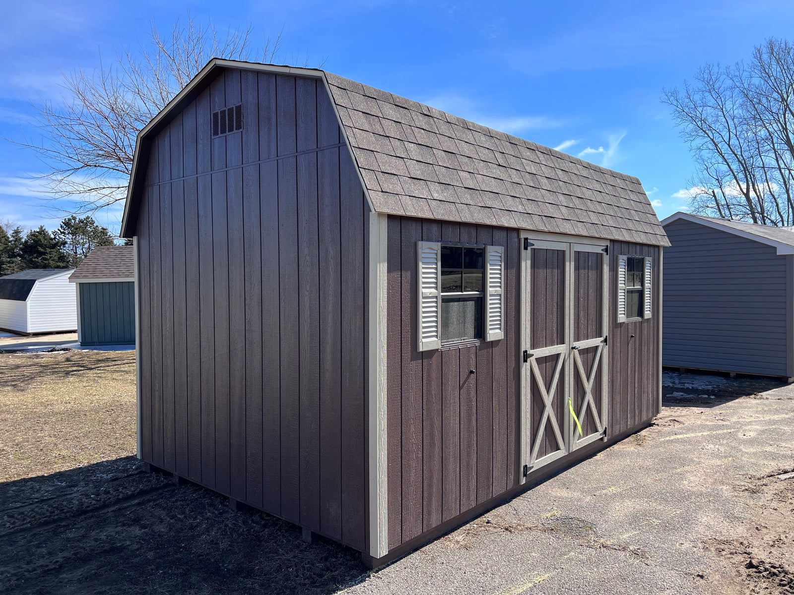 10x16 Painted Dutch Barn - QP110 - Wayland Lot - Cedar Rock Barns