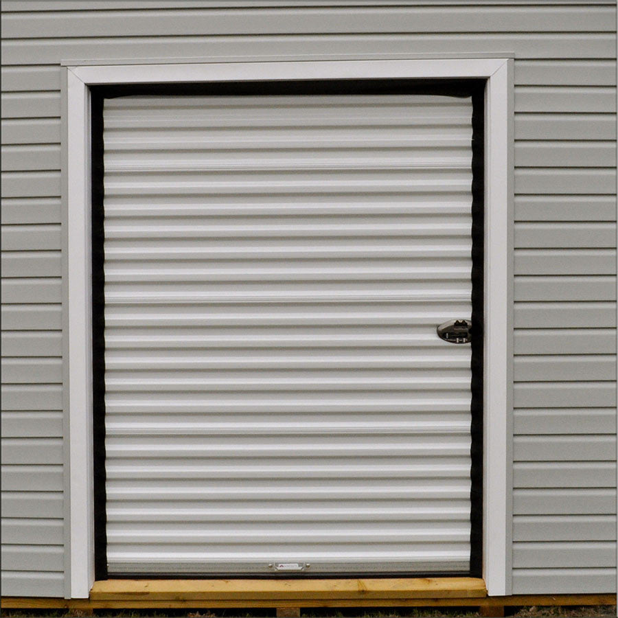Trac-Rite steel roll-up door for shed or garage - Michigan shed option - Cedar Rock Barns