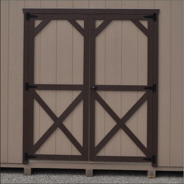Painted wood shed doors single and double swing - shed door option Michigan - Cedar Rock Barns