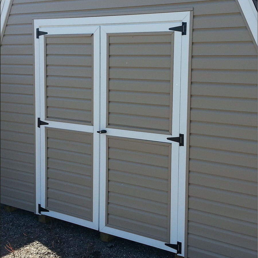 Vinyl shed doors single and double swing - shed door upgrade Michigan - Cedar Rock Barns